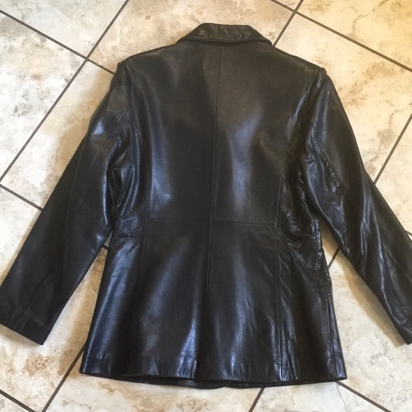 Charles Klein Black Leather Classic 3-Button Blazer Jacket size Small - Picture 7 of 14